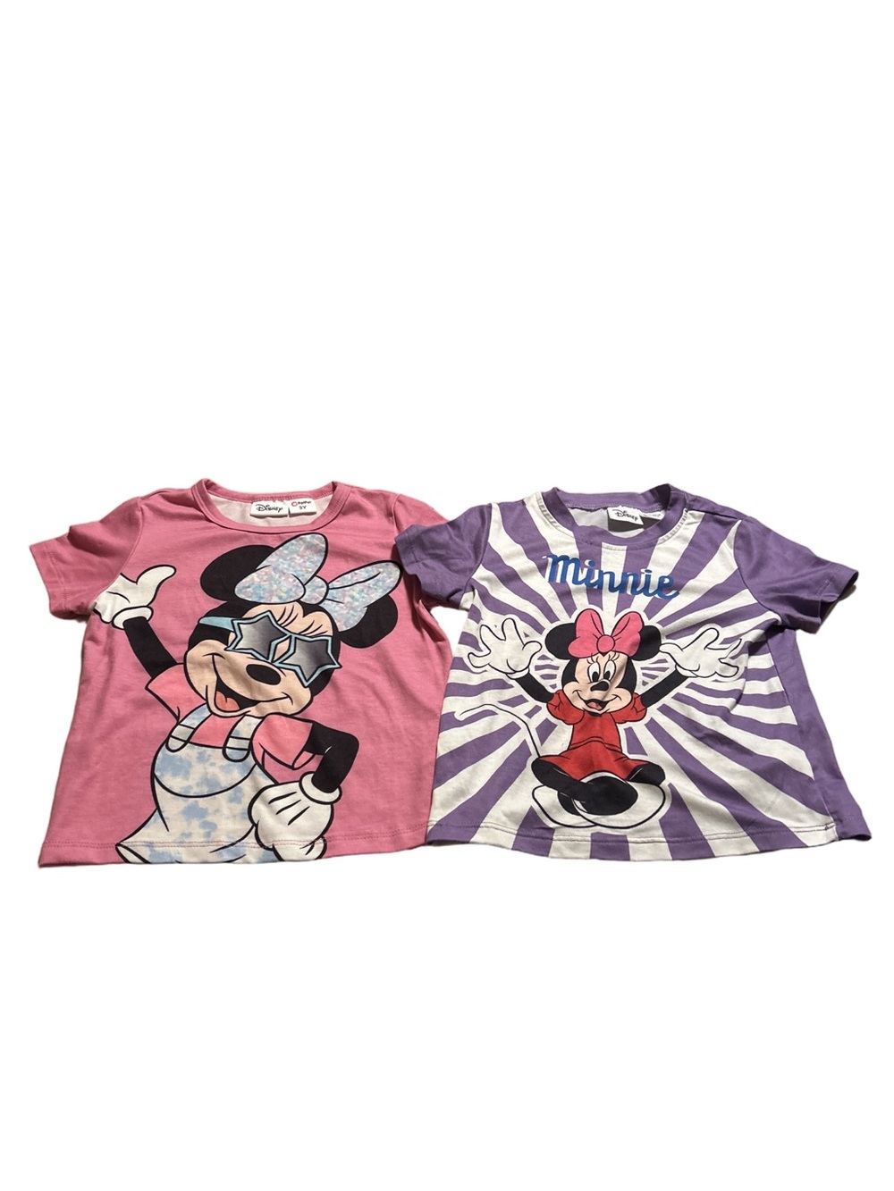 2 Disney Purple and Pink Minnie Mouse T-Shirts Size 3Y